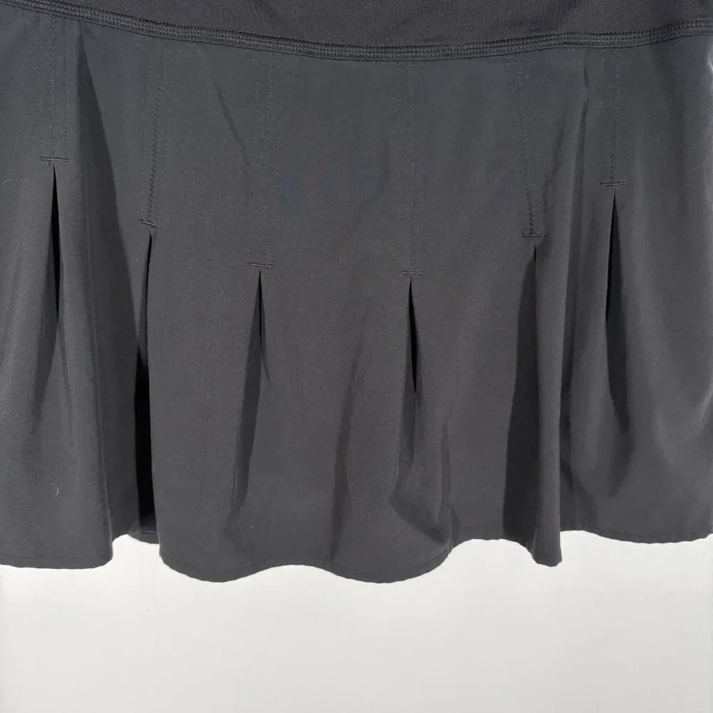 Athleta Women M Black Preppy Athletic Pickleball Tennis Get Goin Pleated Skort